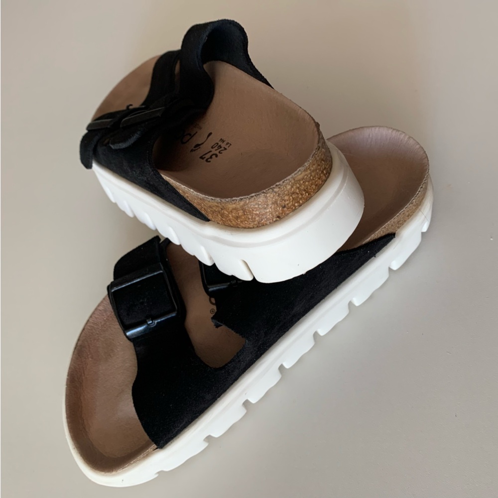 Birkenstock Black Suede Platform Papillio Arizona Sandal Size 7 US SIZE 37 EU - Picture 4 of 6